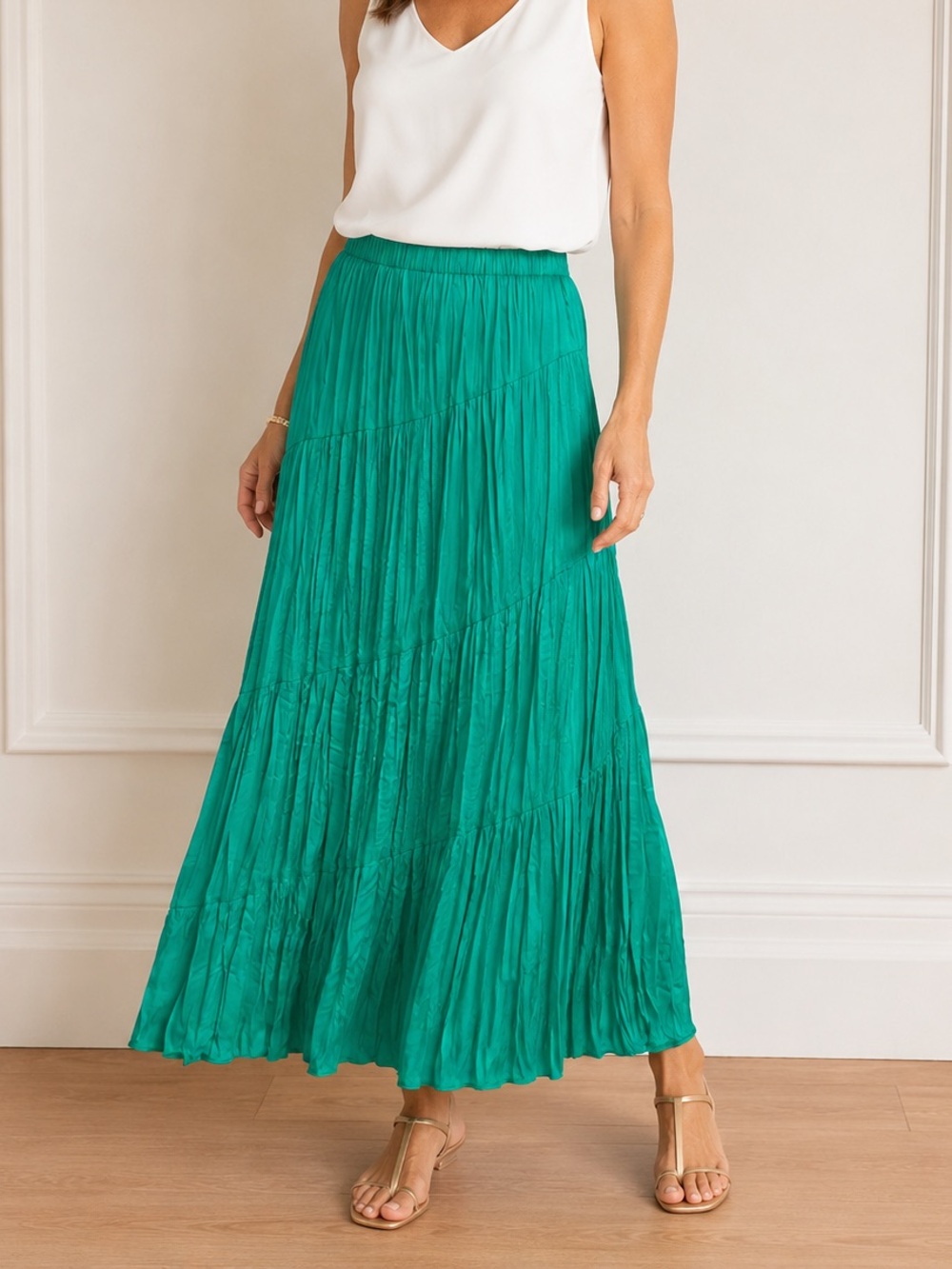 Chico's Teal Tiered Maxi Skirt